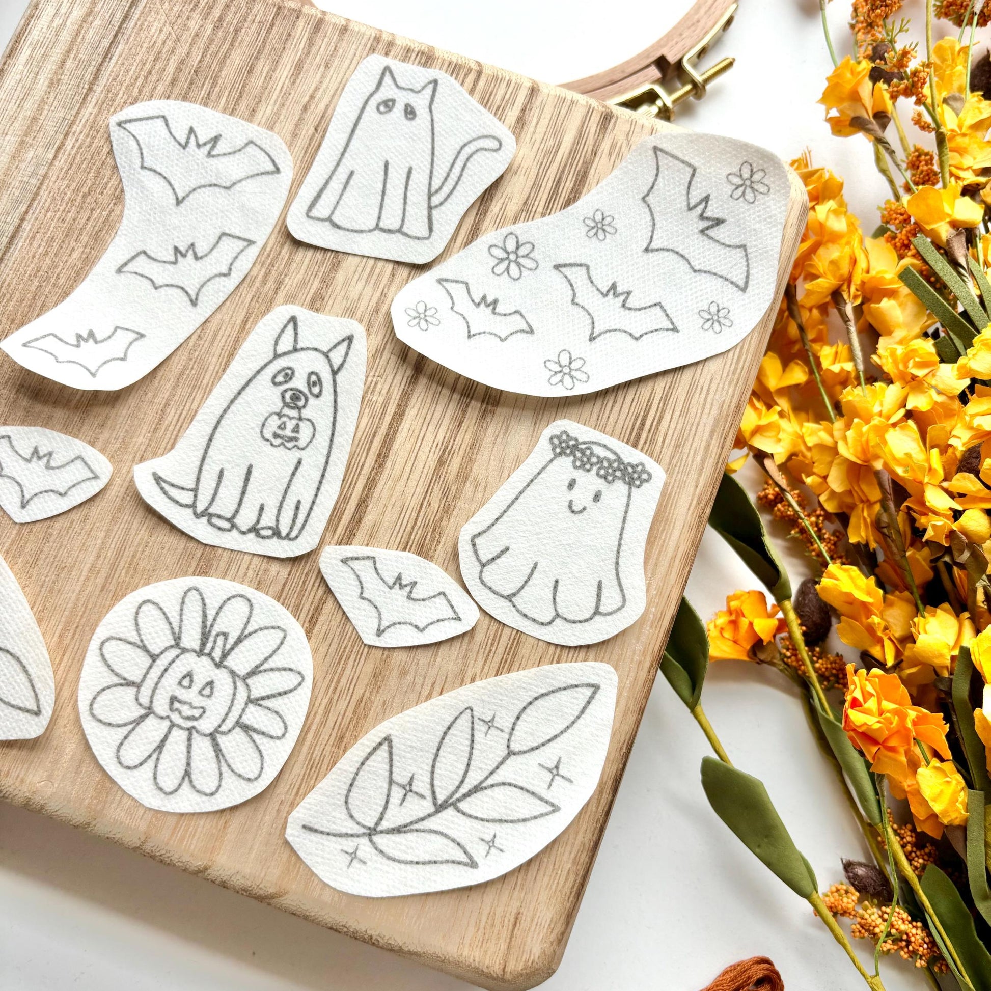 Halloween Stick and Stitch Embroidery Patterns Printable Stick and Stitch Transfers Print Sheet Embroidery Stick n Stitch PDF Designs Ghost