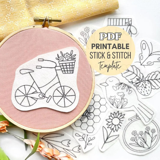 Garden Printable Embroidery Stick and Stitch Templates
